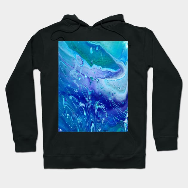 Rain - Cool Color Acrylic Pour Hoodie by dnacademic